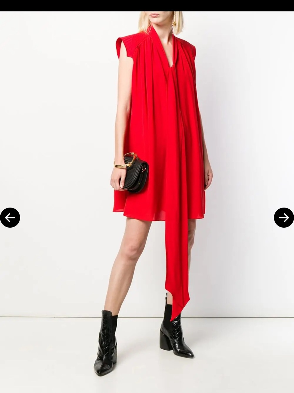 Givenchy Red Sleeveless Draped Dress size 40